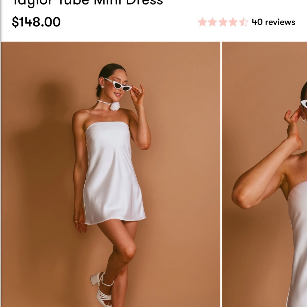 Show Me Your Mumu White Satin Strapless Dress